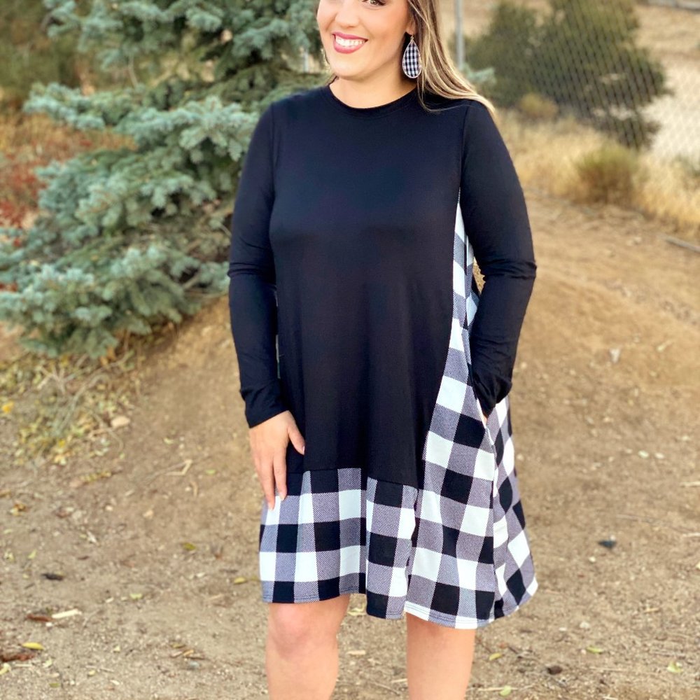 Hints Of Plaid Dress in Ivory (Large)